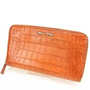 miumiu Wallet Purse Long Wallet Orange Woman Authentic Used